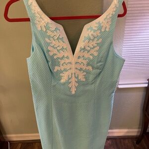 Lilly Pulitzer Aqua Dress with White Detailing